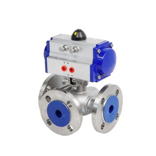 PNEUMATIC 3-WAY BALL VALVE &ndash; L PORT & T PORT